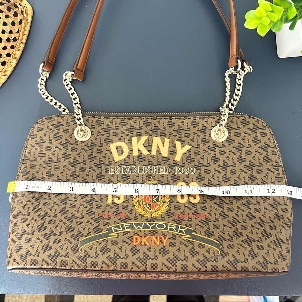 DKNY Madison Satchel Brown Logo Monogram Shoulder Bag Purse - Picture 15 of 17